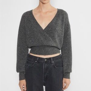 Aritzia Knit Gray Wrap Sweater